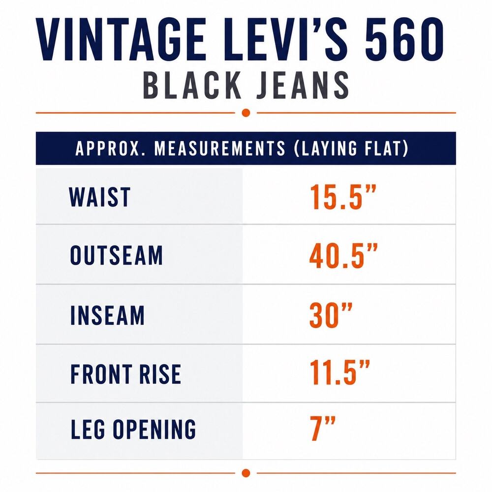 Vintage Levi’s 560 Orange Tab Black Jeans USA Loose Fit Tapered W33 L30 Fits W31 - Picture 10 of 10